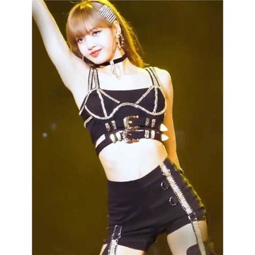 lisa同款韓國女團blackpink演出服時尚套裝表演服爵士舞打歌服