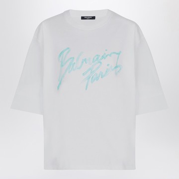 Oversized white T-shirt with logo print