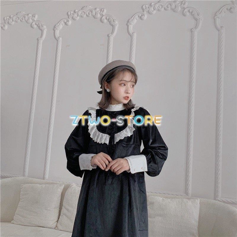 ワンピース同窓会 秋冬新作 少女 レース ワンピース メイド服 長袖 丸襟 フリル襟 膝丈スカート リボン付き フリル袖ロリータ風 夢かわいい Aライン 着痩せ 通販 Lineポイント最大0 5 Get Lineショッピング