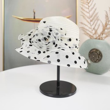 【瓊芳】波點花朵蕾絲網紗遮陽帽女