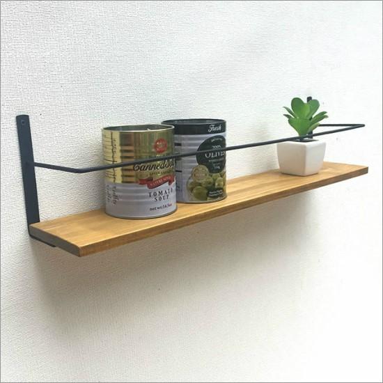 アイアンガード付 ウォールシェルフ L 木製 アイアン ウォールラック 棚 壁掛け 壁面ラック 収納 飾り棚 幅35cm アンティーク