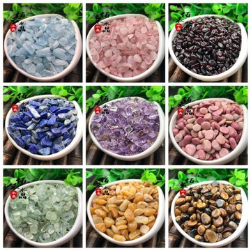 彩螢石碎石擺件小顆粒石魚缸花盆裝飾彩色石子石