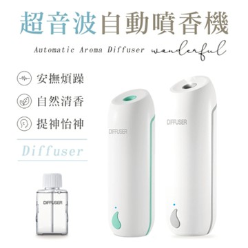 【DIFFUSER】可調節超音波自動噴香機(贈香薰精油1瓶) 白灰