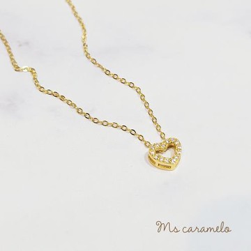 【焦糖小姐 Ms caramelo】 925純銀鍍K黃 細緻愛心項鍊