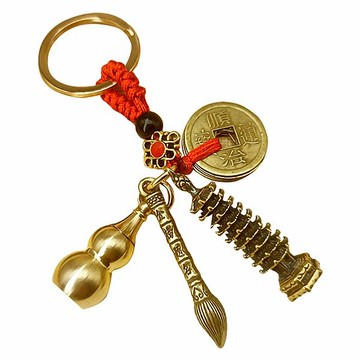 黃銅文昌塔金榜題名招財掛件／鎖匙圈(單入)【小三美日】 DS018410