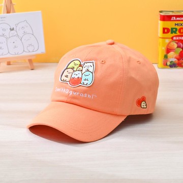 角落愛心徽章棒球帽-橘