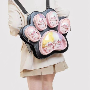 免運臺現2025新款多痛層貓爪子日系可愛少女痛包洋氣百搭大容量斜挎雙肩包
