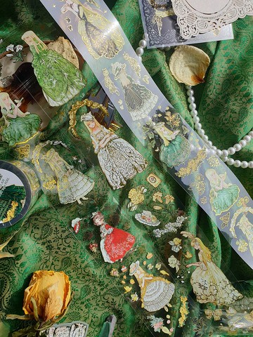 春日花園主人 燙金紙 PET 和紙膠帶 女孩 拼貼