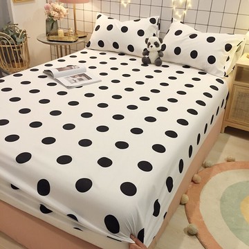 新款網紅波點100%純棉床笠全棉床罩單件夏季床墊防塵保護罩床套罩