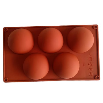 五連矽膠模  半圓形 橘紅色  1個