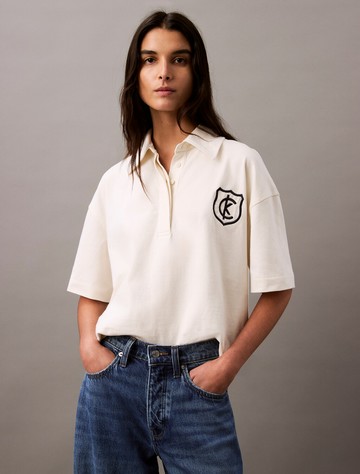 Calvin Klein 標誌棉質平紋 Polo 衫