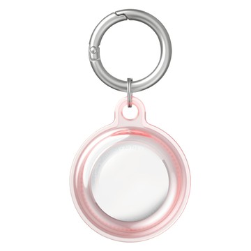 嚴選 AirTag 360度全包覆輕薄透色保護套/金屬登山扣環  1個  透粉色