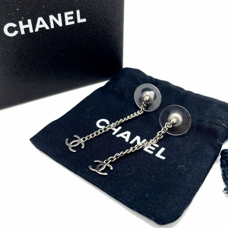 美品 CHANEL シャネル チェーンピアス ロングピアス ココマーク