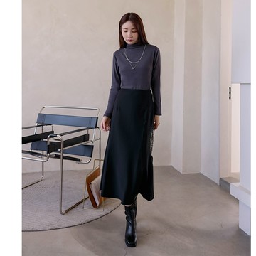 【秋冬新品】HS 彈性線條魚尾長裙 黑色