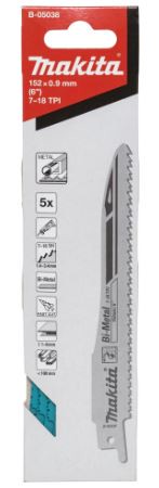 MAKITA 牧田 軍刀鋸片 B-05038 長度 12吋 300mm 5片 快速切割 複合金屬 適用 金屬 瑞士製 型材