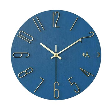SUNORO 簡約靜音指針時鐘 創意裝飾掛鐘  藍色