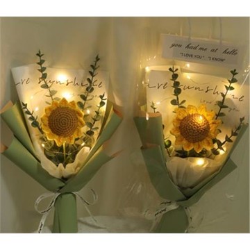 手工鉤織仿真向日葵帶燈花束-單朵