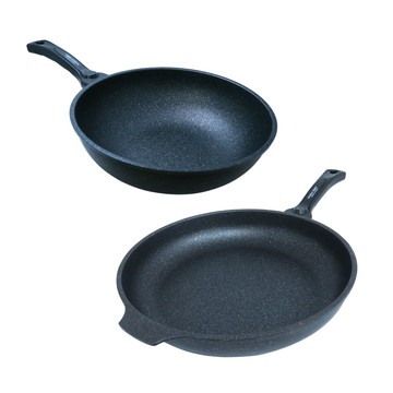 KOREA KING 奈米銀不沾鍋2件組 韓國製  黑色  1套  28公分炒鍋 + 32公分平底鍋