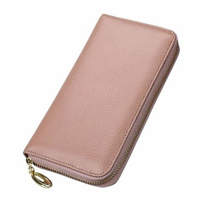 長財布  本革 大容量 サマーセール 新作 春財布 プレゼント 2023 ラウンドジップ シンプルな長財布 軽量 送料(ベビーピンク)