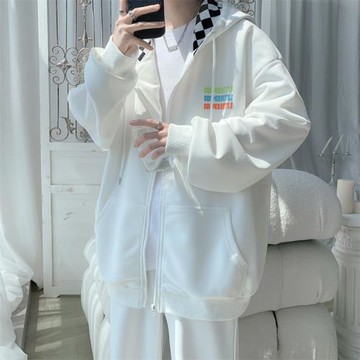 2024新款連帽衛衣男春秋季潮牌寬松潮流百搭外套港風假兩件上衣服