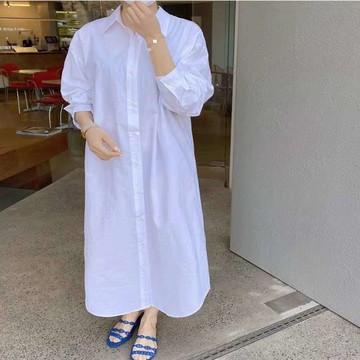 【巴黎精品】現貨+預購 女洋裝長袖連身裙大尺碼長裙連衣裙A字裙休閒大碼女裝-寬鬆襯衫裙女裙子3色a1au104