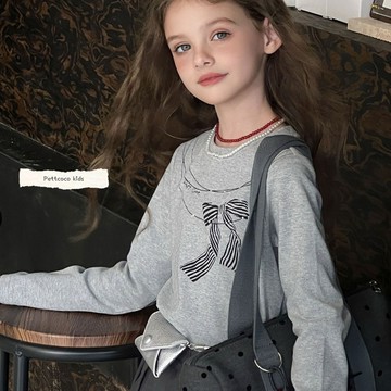 110-160 秋冬選品 ✦ 學院風蝴蝶結領線長袖上衣