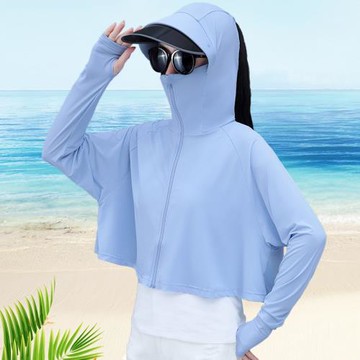 (免運)防曬衣女2025夏裝新款戶外遮陽超薄冰絲透氣速干防曬服騎車皮膚衣