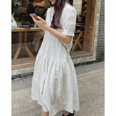 ワンピース レディース 白ワンピース 21新作 膝丈 上品 着痩せ Aライン ワンピ 可愛い 夏 通販 Lineポイント最大get Lineショッピング