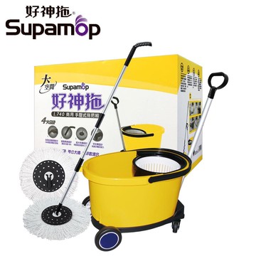 L740商用款手壓式旋轉拖把組(1拖+1桶+2布+1手拉車)