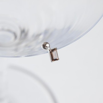 茶晶925純銀糖果盒轉珠耳環