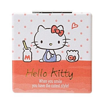 【震撼精品百貨】Hello Kitty 凱蒂貓-Sanrio HELLO KITTY方型隨身雙面鏡(元氣小物)#84837