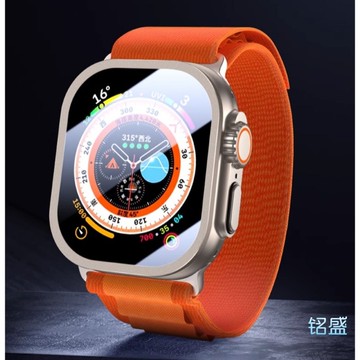 蘋果手錶防窺貼 鈦合金邊框 適用 Apple Watch 11 10 Ultra 3 覆蓋手錶全屏保護膜 49mm保護貼
