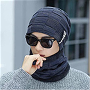 【Decoy】韓版潮流 冬季男士加絨保暖針織套頭帽圍脖套組/顏色可選