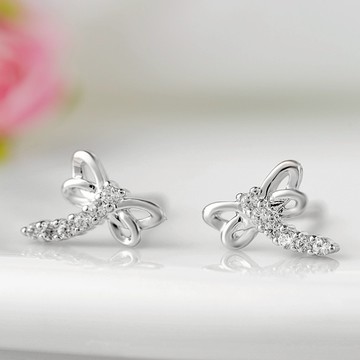 【Giumka】純銀耳環．閃爍蜻蜓．昆蟲．針式