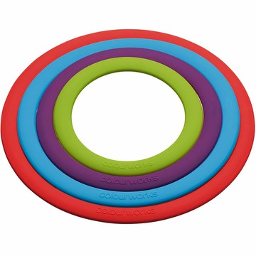 《Colourworks》矽膠圈圈隔熱墊4件 | 桌墊 鍋墊 餐墊 耐熱墊 杯墊