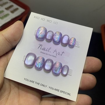 💗台灣出貨💗68玻璃珠跳色貓眼純手工穿戴甲氣質顯白高階感百搭精緻爆閃日常