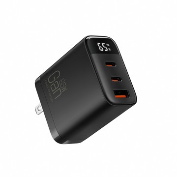 氮化鎵GaN快充器 智能數顯 65W 氮化鎵GaN三孔快充頭(K39)