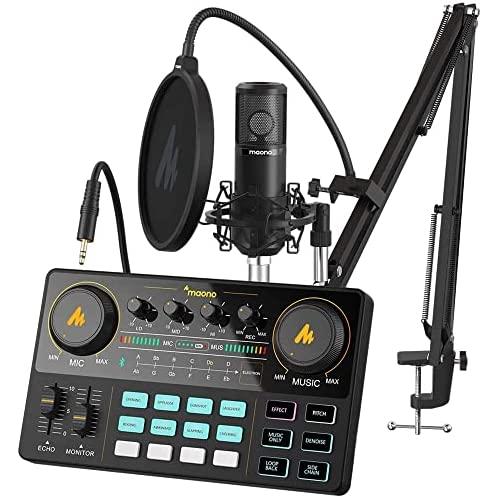 MAONOPodcast Equipment Bundle MaonoCaster Lite Audio Interface All in One Podcast Production Studio with 25mm Large Diaphragm Micr