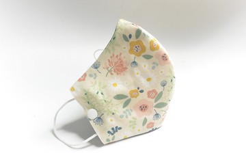 手作立體口罩套 / 放置濾材口罩 / 一般口罩 - 花 黃底