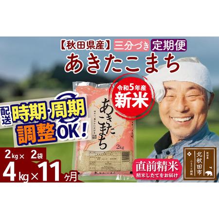 ふるさと納税 《定期便11ヶ月》＜新米＞秋田県産 あきたこまち 4kg(2kg小分け袋) 令和5年産 配送時期選べる 隔月お届けOK お米 お.. 秋田県北秋田市