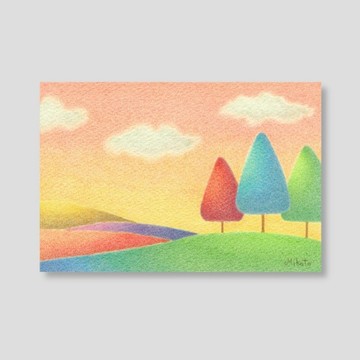 夕陽下的山丘 (明信片，一組兩張)