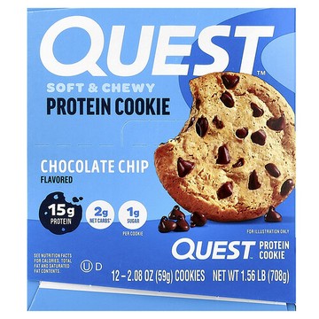 Quest Nutrition, 蛋白質曲奇，巧克力碎，12 塊，每塊 2.08 盎司（59 克）