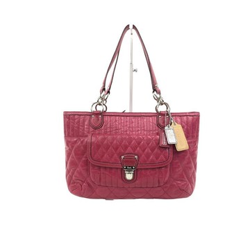 coach紅色皮革壓紋托特包