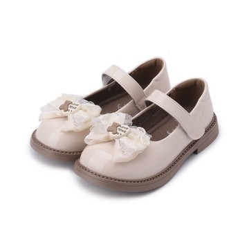 MIFFY 小熊蝴蝶結魔鬼氈公主鞋 米 中大童鞋