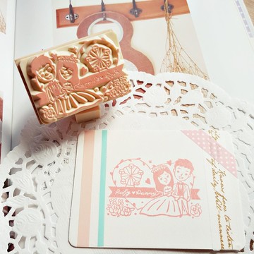 手工橡皮章－心形摩天輪婚禮章 5X7cm