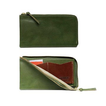 SLOWER PEBBLE LONG SLIM WALLET Geyser 真皮L型拉鍊長夾 \  綠色 \ 日本製造