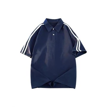 純棉條紋POLO衫男短袖寬松版型夏季透氣翻領2025新款男生休閑上衣