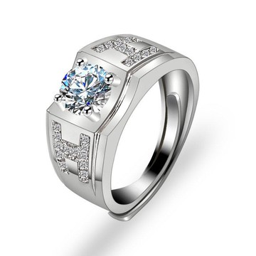 現貨 2克拉 H字母 莫桑鑽 摩星鑽  八心八箭 戒指 水晶 鍍白K 戒指 可調式戒圍 不退色589