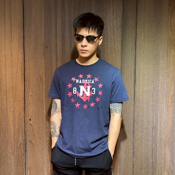 美國百分百【全新真品】Nautica T恤 圓領 帆船牌 T-SHIRT 短袖 logo 短T 深藍 M號 AD24