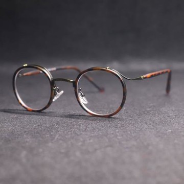 玳瑁眼鏡框可配鏡片近視日式復古圓形小框眼睛框鏡架男潮豹紋超輕